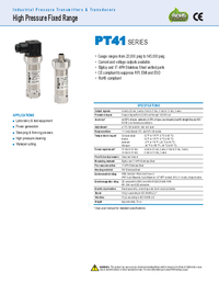 Thumbnail of document Data Sheet - PT41 Series Pressure Transmitter